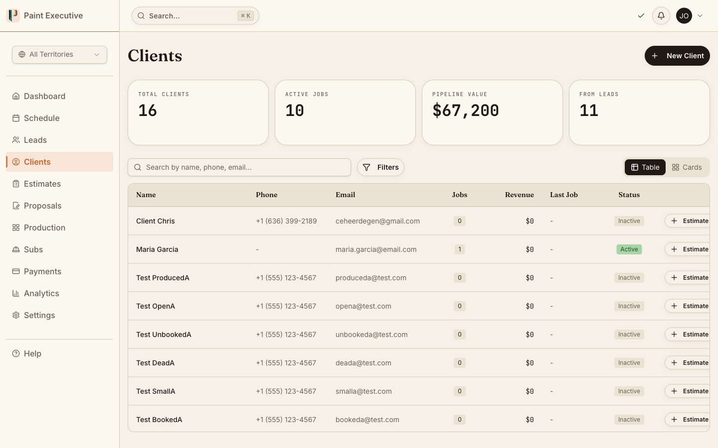 Customer portal showing job status timeline