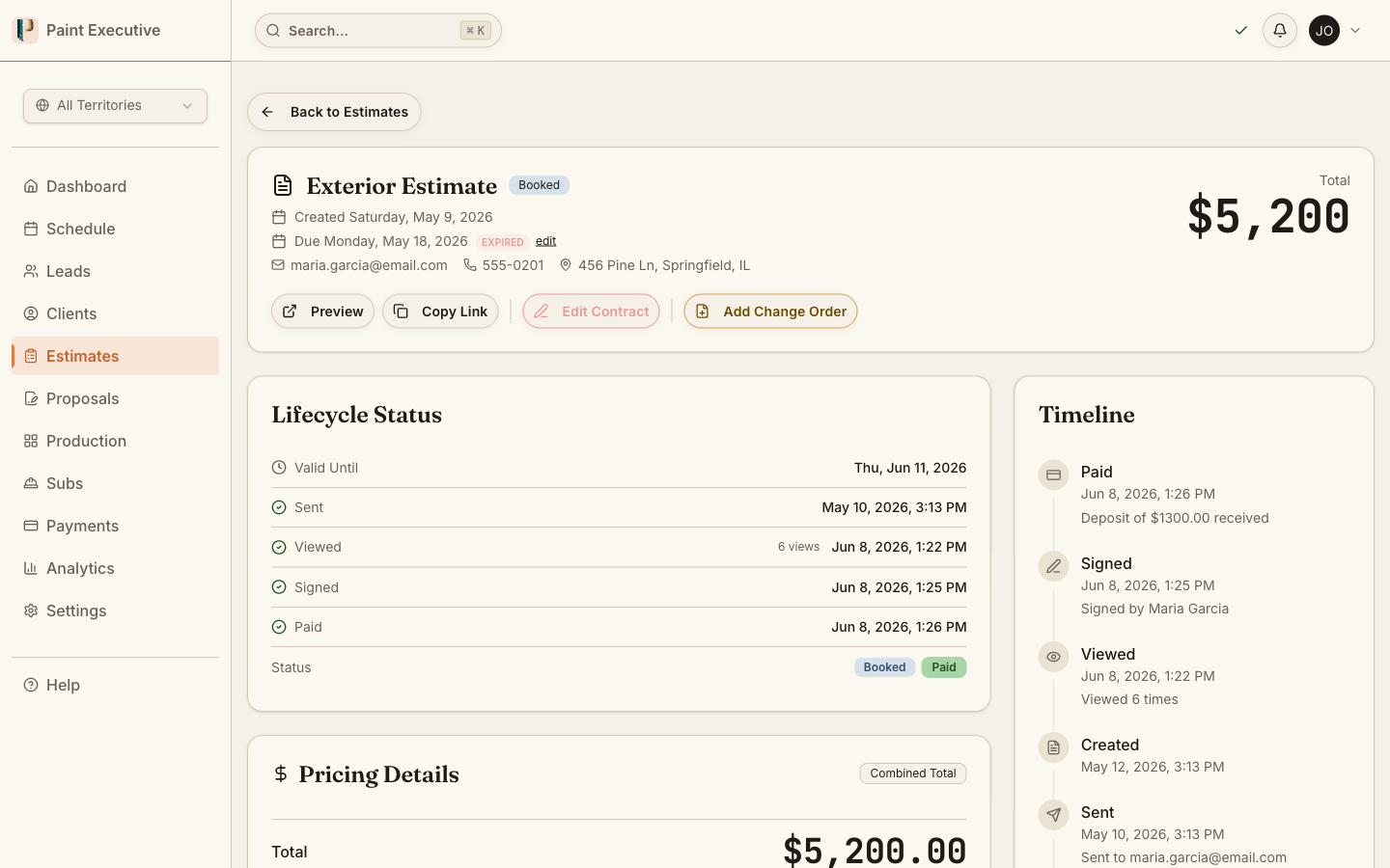Payment aging dashboard showing outstanding and paid invoices
